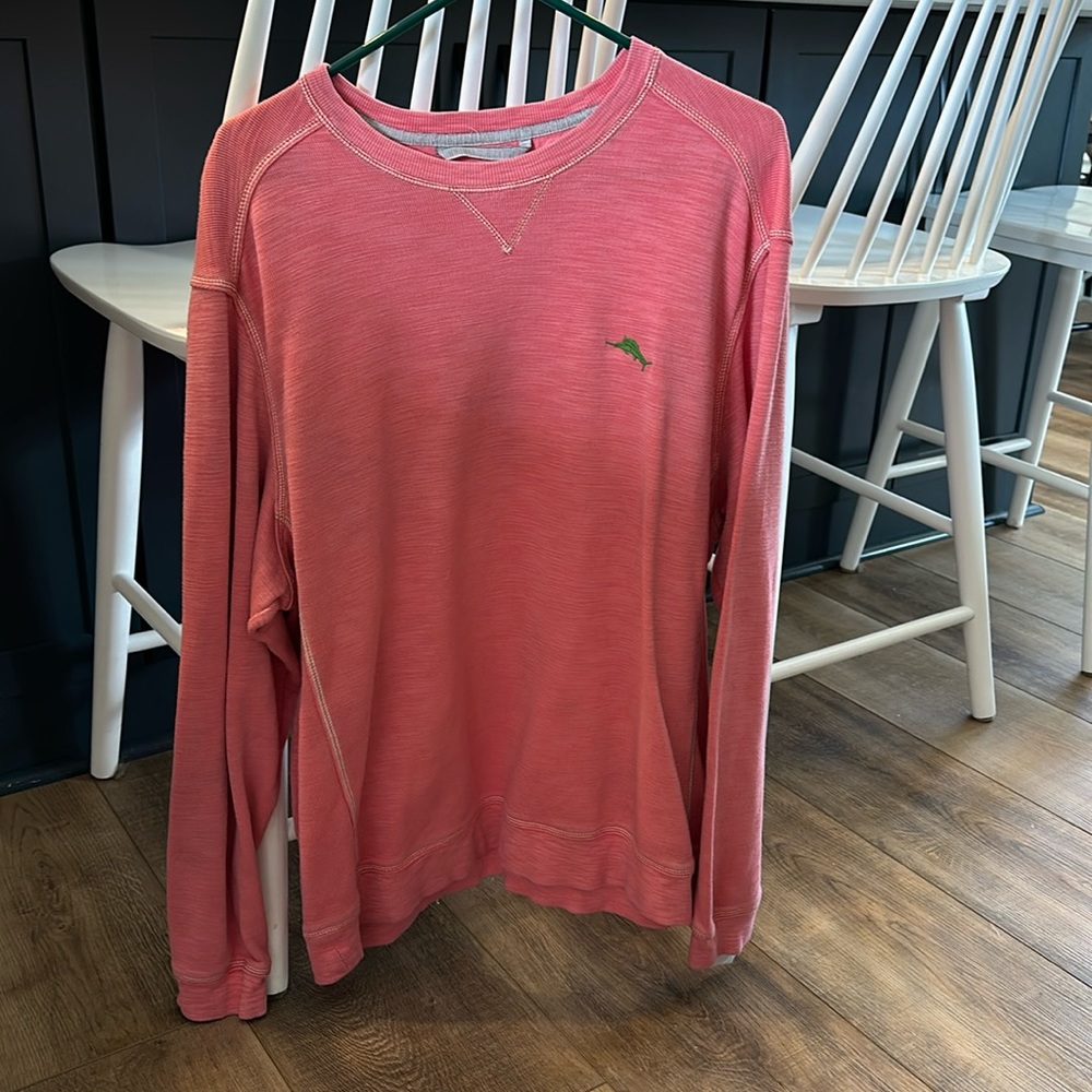 Men’s Tommy Bahama cable knit sweatshirt coral